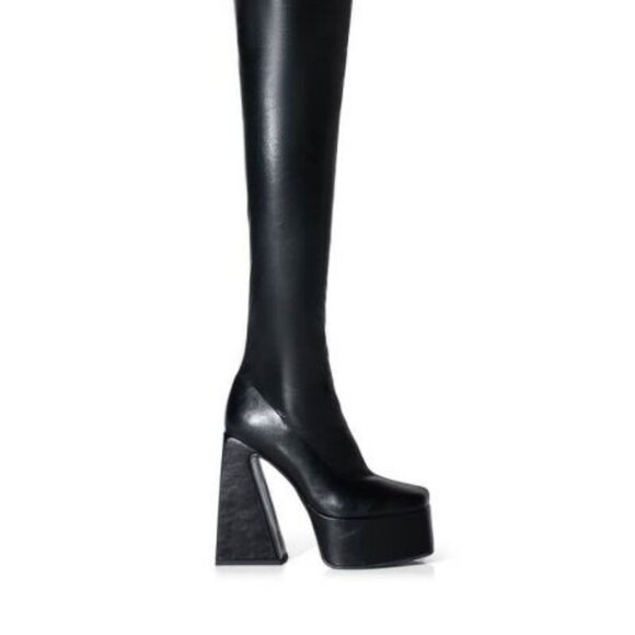 AZALEA WANG " THE ULTIMATE STRUT STRETCH " THIGH HIGH PLATFORM BOOT ( BRAND NEW - Picture 6 of 8